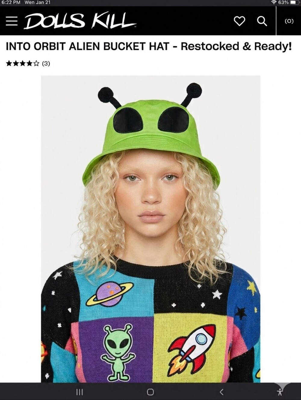 Dolls Kill Alien Antennae Bucket Hat in Bright Green